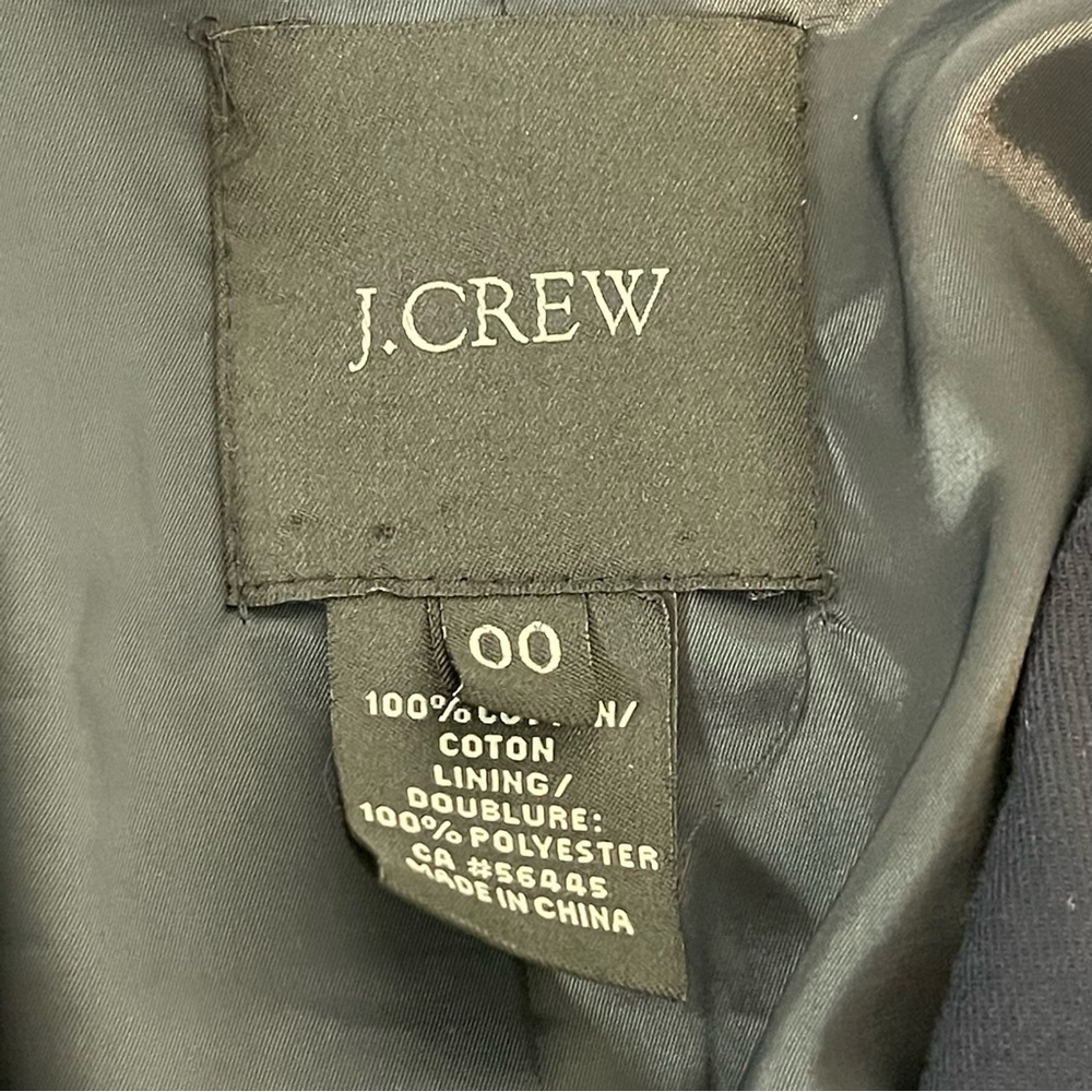 J Crew cotton blazer navy blue fitted long sleeve size 00 carrier academia - Picture 7 of 8